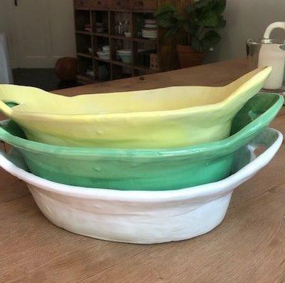 Servingdish oval high with handles